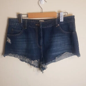 ASOS  denim distressed raw hem hi rise jean shorts